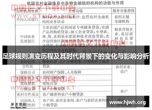 足球规则演变历程及其时代背景下的变化与影响分析