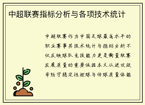 中超联赛指标分析与各项技术统计